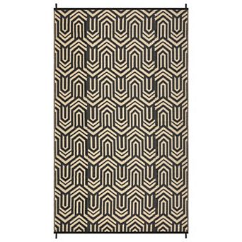 Fashionwu Modern Decor Reversible Abstract Plastic Outdoor Garden Decor Washable Bordered Area Rugs