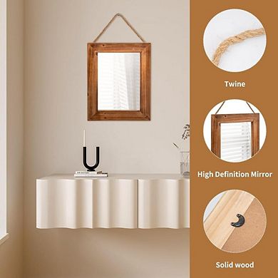 16″x12″ Rustic Farmhouse Wood Wall Mirror