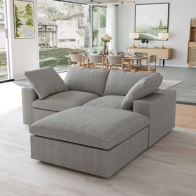 80.3" L Shaped Convertible Couches with Storage Ottoman for Living Room