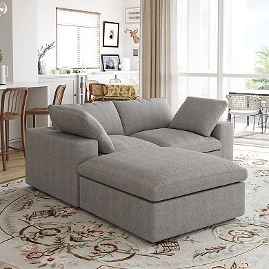 80.3" L Shaped Convertible Couches with Storage Ottoman for Living Room