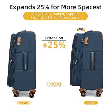 4-Piece Spinner Luggage Sets, Softside Expandable Suitcases