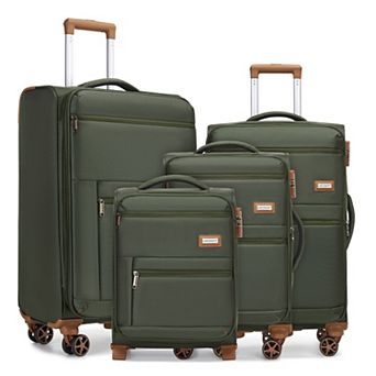 4 pc Spinner Luggage Sets, Softside Expandable Suitcases