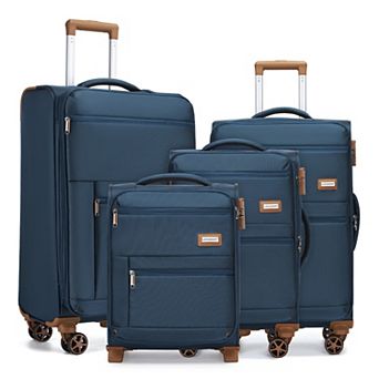 4 pc Spinner Luggage Sets, Softside Expandable Suitcases
