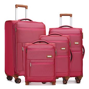 4 pc Spinner Luggage Sets, Softside Expandable Suitcases
