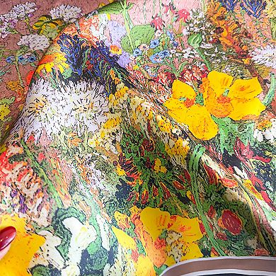 Premium Satin Floral Scarf Lightweight Square Neck Scarf for Women Accessory