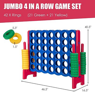 Giant 4 In A Row Game Set with 42 Rings for Indoor Outdoor Play
