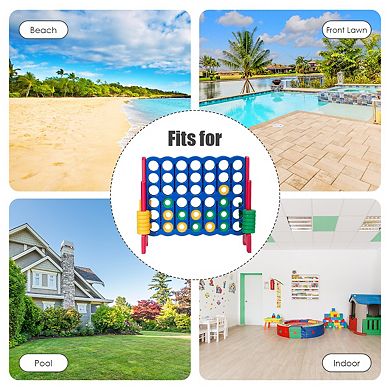 Giant 4 In A Row Game Set with 42 Rings for Indoor Outdoor Play