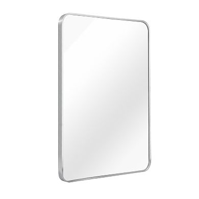22x30 Inch Silver Metal Framed Rectangular Bathrrom Mirror