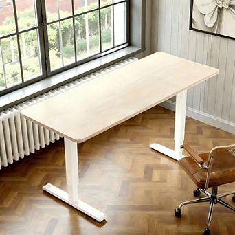 Lufeiya 55 Inch Height Adjustable Standing Desk with Lift-Up Design,Sit Stand Desk, Computer Desk