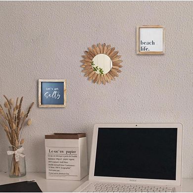 12″ Rustic Boho Sunburst Wall Mirror