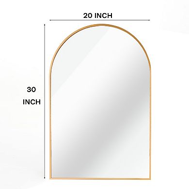 Gold Metal Framed Arched Bathrrom Mirror