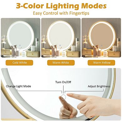 Vanity Table Set with Mirror-White