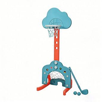 3-in-1 Kids Basketball Hoop Set with Balls-Green