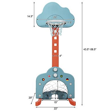 3 In 1 Kids Basketball Hoop Set with Soccer Goal and Golf Game