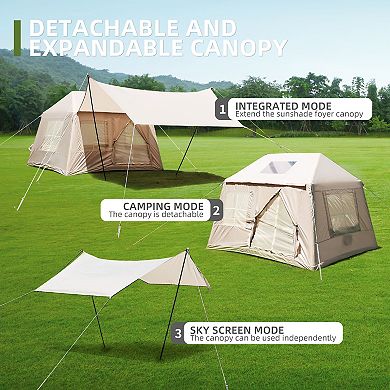 4 Person 5.7m² Inflatable Camping Tent with Canopy