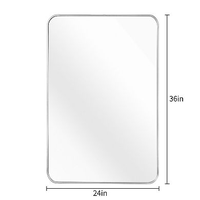24x36 Inch Silver Metal Framed Rectangular Bathrrom Mirror