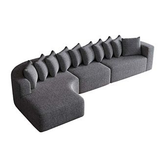 131.1-inch Chenille Sectional Sofa with 10 Cushions, Modern Cloud-Shaped Curved Left Chaise Sofa