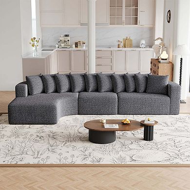 131.1-inch Chenille Sectional Sofa with 10 Cushions, Modern Cloud-Shaped Curved Left Chaise Sofa