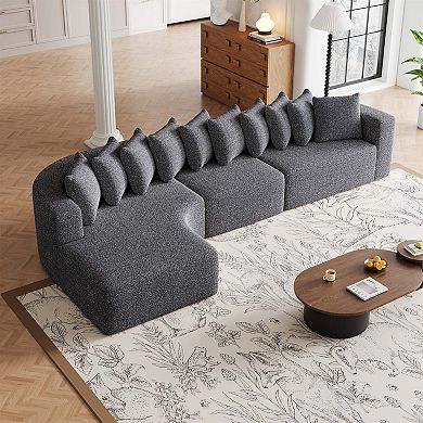 131.1-inch Chenille Sectional Sofa with 10 Cushions, Modern Cloud-Shaped Curved Left Chaise Sofa