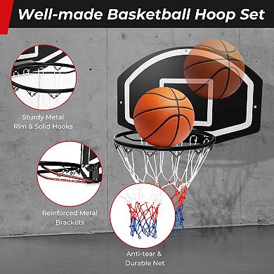 Wall Mounted Basketball Hoop Set with 28.5 Inch Shatterproof Backboard