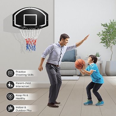 Wall Mounted Basketball Hoop Set with 28.5 Inch Shatterproof Backboard