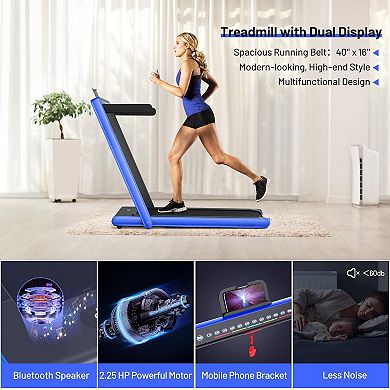 2 in 1 Electric Folding Treadmill with Dual Display