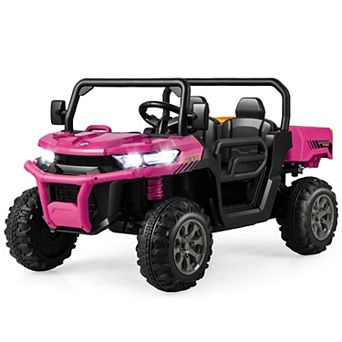 2-Seater Kids Ride On Dump Truck with Dump Bed and Shovel-Pink