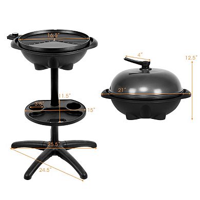 Electric Bbq Grill With Stand Nonstick Indoor Outdoor Cooker