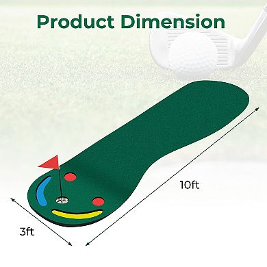 Golf Putting Green Mat Indoor Outdoor Practice Set With 3 Holes
