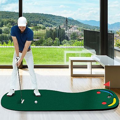 Golf Putting Green Mat Indoor Outdoor Practice Set With 3 Holes