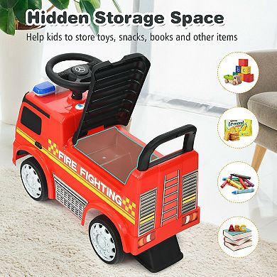Kid's Ride-On Push Car with Storage and Backrest for Toddlers