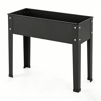 Metal Raised Garden Bed with Legs and Drainage Hole for Vegetable Flower-24 x 11 x 18 in