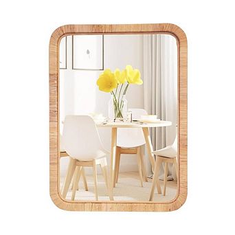 22″x30″ Rattan Boho Wall Mirror, Rectangle