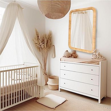 22″x30″ Rattan Boho Wall Mirror, Rectangle