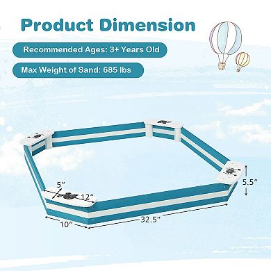 Outdoor Solid Wood Sandbox with 4 Built-in Animal Patterns Seats
