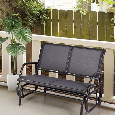 Swing Glider Chair 48 Inch Loveseat Rocker Lounge Backyard-Gray