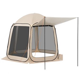 10'x9.2' Pop-Up Screen House Tent with Extended Awning for 4-8 Person
