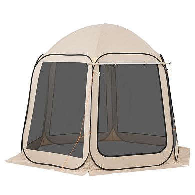 10'x9.2' Pop-Up Screen House Tent with Extended Awning for 4-8 Person
