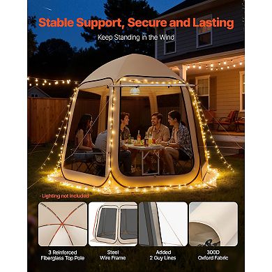 10'x9.2' Pop-Up Screen House Tent with Extended Awning for 4-8 Person