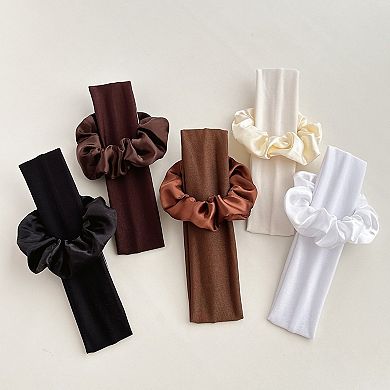 Women's 10-Piece Hair Accessories Set with Satin Scrunchies and Soft Stretch Headbands