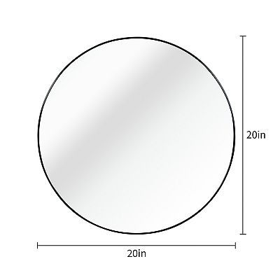 Black 20 Inch Metal Round Bathroom Mirror