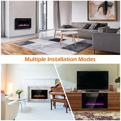 30 Inch Recessed Electric Fireplace Heater With Ultra Thin Design