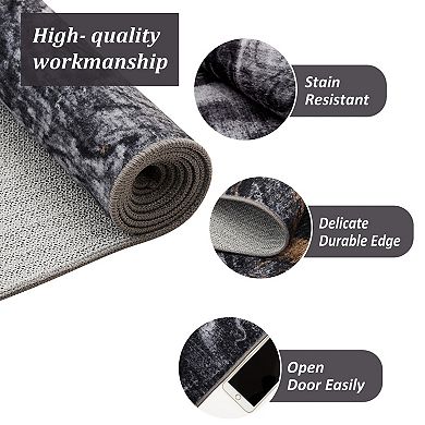 Area Rug Low Pile Machine Washable Non Slip Soft Carpet for Living Room Bedroom