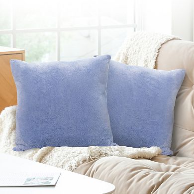 Cheer Collection Set of 2 Microsherpa Decorative Throw Pillows Soft Plush Accent Cushions