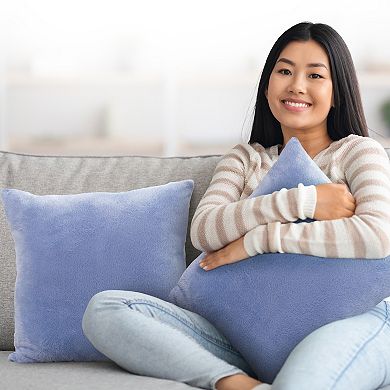 Cheer Collection Set of 2 Microsherpa Decorative Throw Pillows Soft Plush Accent Cushions
