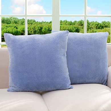 Cheer Collection Set of 2 Microsherpa Decorative Throw Pillows Soft Plush Accent Cushions