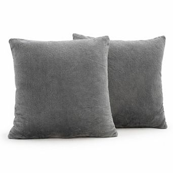 Cheer Collection Set of 2 Microsherpa Decorative Throw Pillows Soft Plush Accent Cushions
