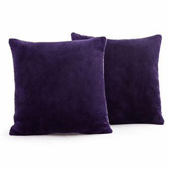 Cheer Collection Set of 2 Microsherpa Decorative Throw Pillows Soft Plush Accent Cushions