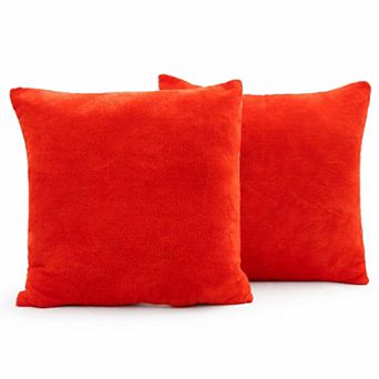 Cheer Collection Set of 2 Microsherpa Decorative Throw Pillows Soft Plush Accent Cushions