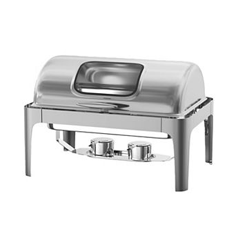 Roll Top Chafing Dish Buffet Set Rectangular, 9-qt Stainless Steel Catering Food Warmers